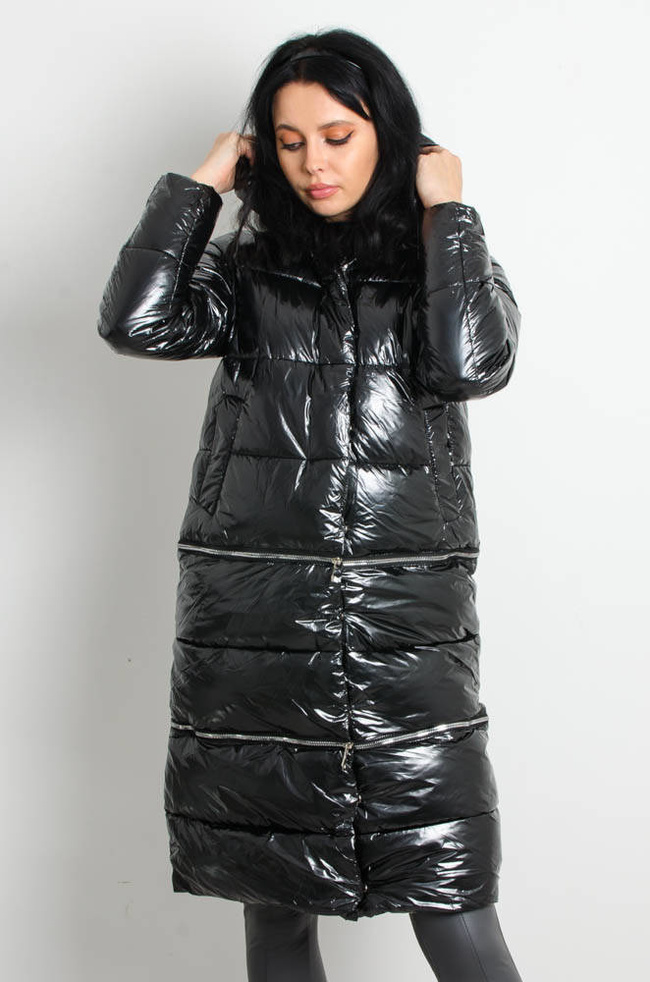 CZARNA KURTKA WINYLOWA 3W1