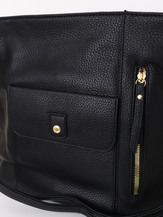 TORBA SHOPPERKA Z IMITACJI SKÓRY- CZARNA