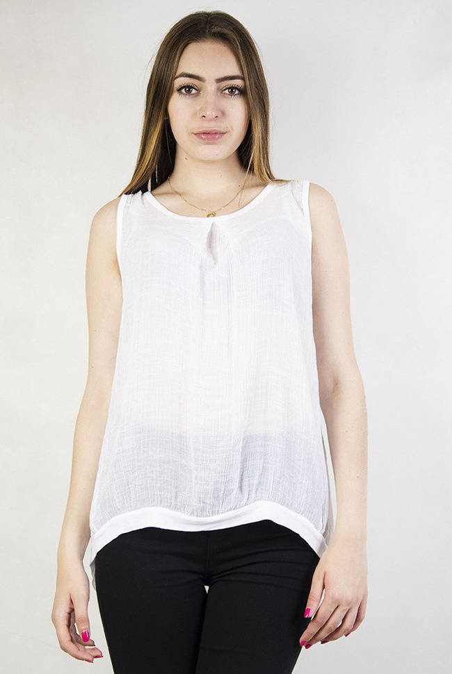 Biała bluzka z przedłużanym tyłem