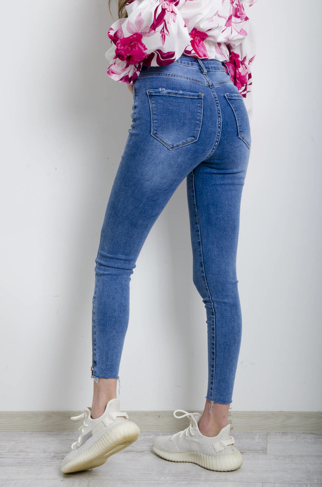 SPODNIE JEANSOWE Z OZDOBNYMI ZAMKAMI