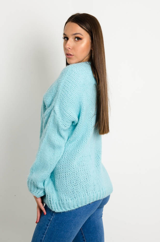 TURKUSOWA NARZUTKA- SWETER OVERSIZE