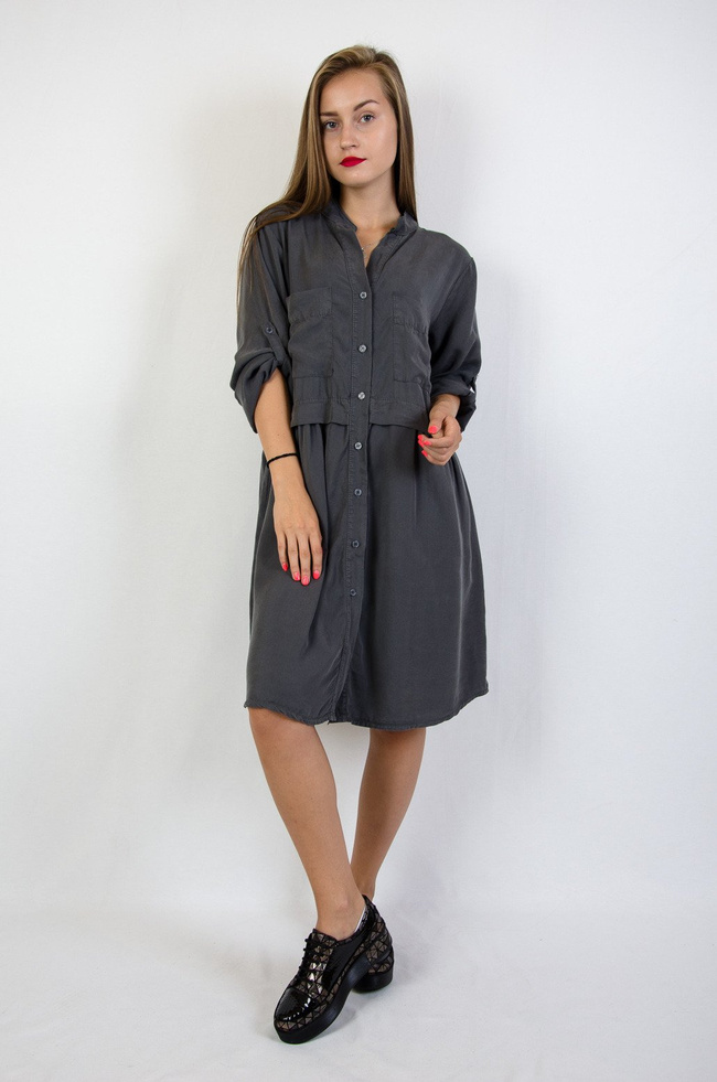 Grafitowa dwuwarstwowa sukienka oversize 