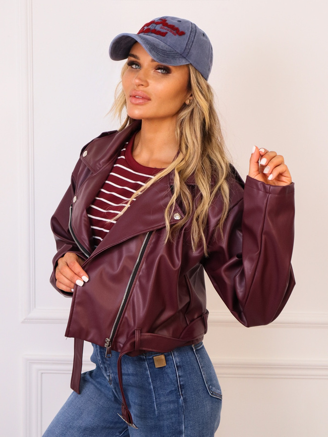 KURTKA RAMONESKA Z PASKIEM- BORDOWA