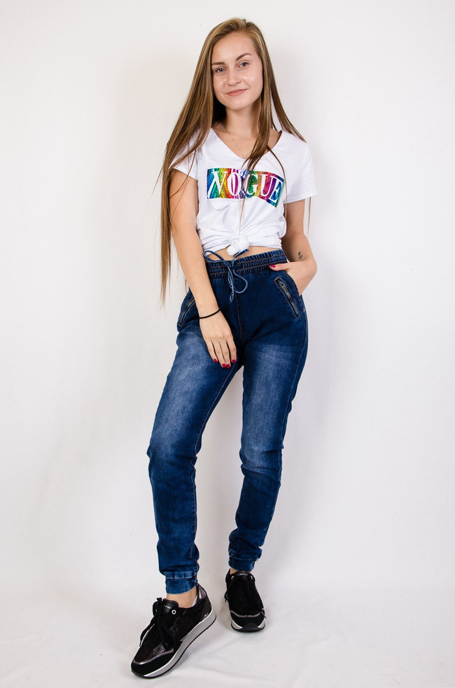 Spodnie jeansowe ze ściągaczami