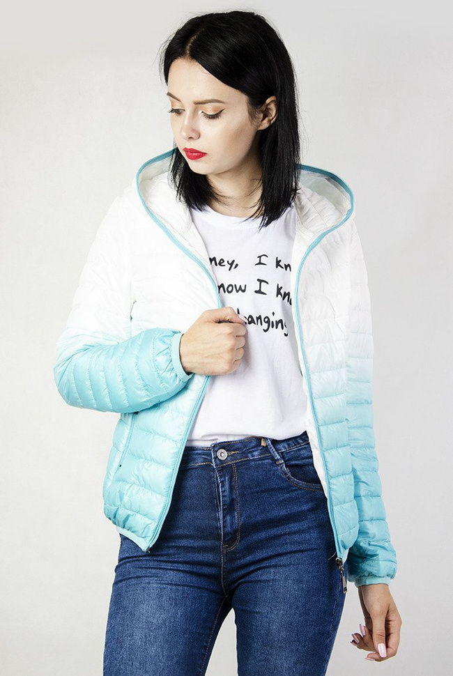 Kurtka pikowana biało-zielona