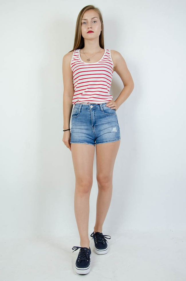 Jeansowe szorty z zamkiem z tyłu