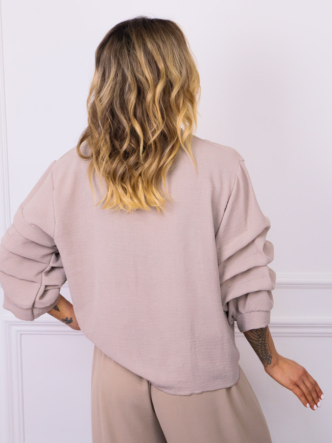 BLUZKA ZE ZŁOTYMI GUZIKAMI I RĘKAWEM FALBANĄ- FANGO