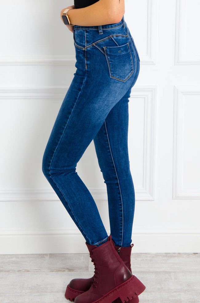 SPODNIE JEANSOWE SKINNY PUSH UP- CIEMNY JEANS