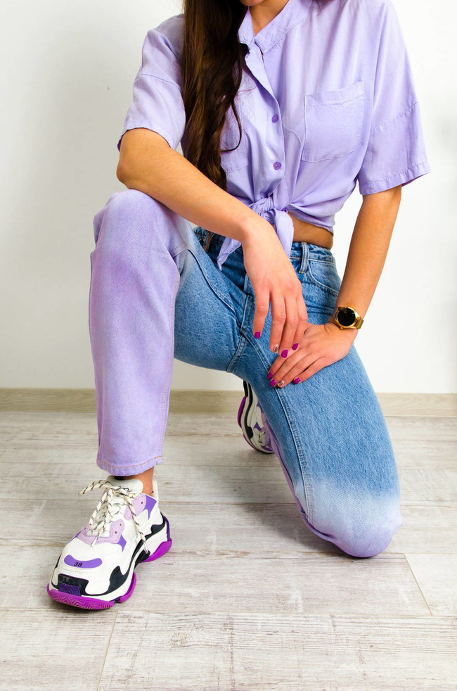 SPODNIE JEANSOWE DWUKOLOROWE TYPU STRAIGHT WIDE