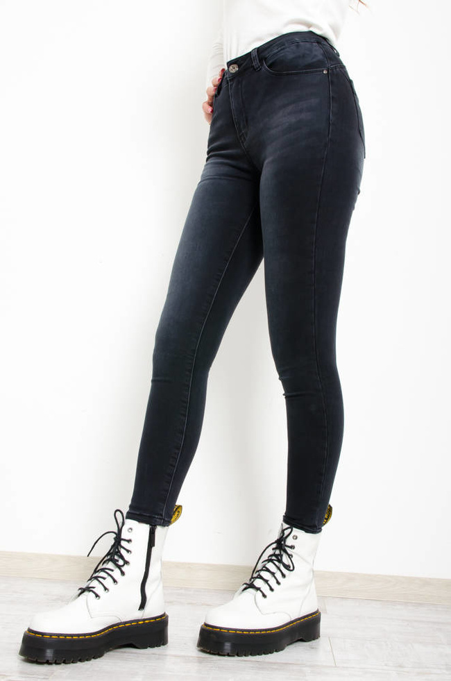 CIEMNO-SZARE JEANSOWE SPODNIE TYPU PUSH UP