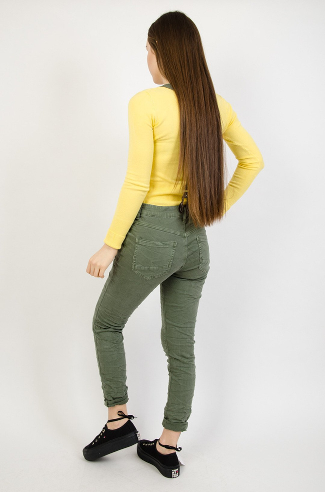 Joggery khaki zapinane na guziki