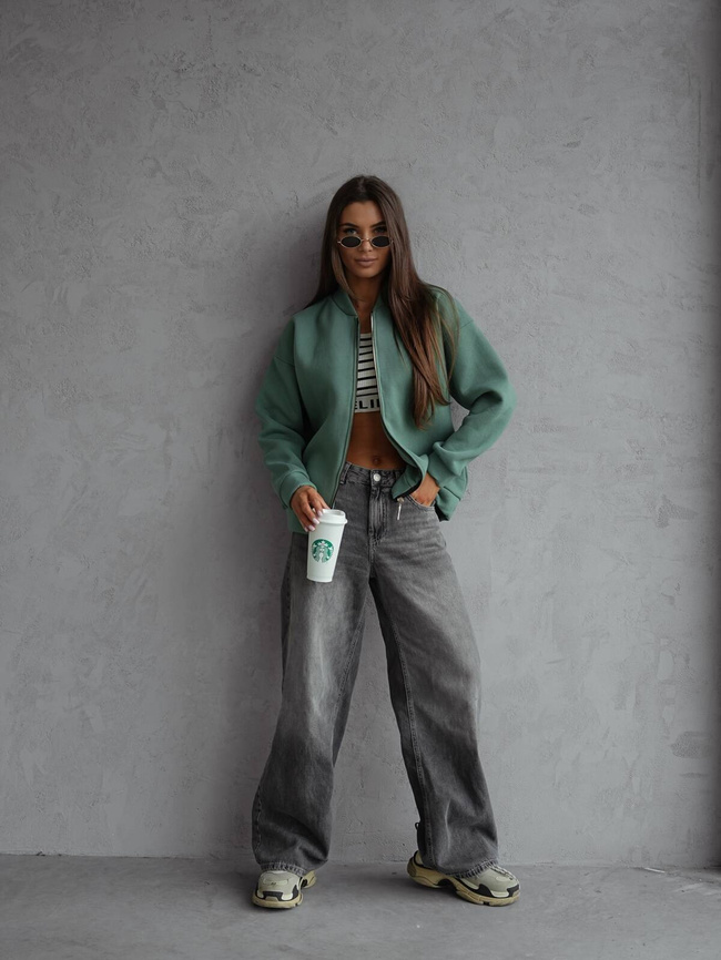 BLUZA BOMBERKA ZAPIANAN NA ZAMEK- ZIELONA