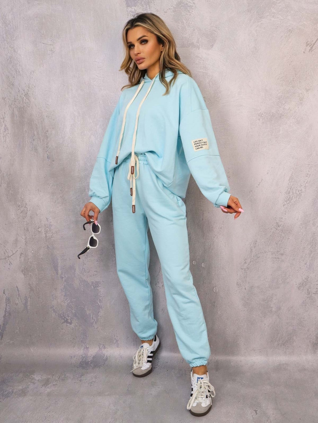 KOMPLET DRESOWY BLUZA Z KAPTUREM+ SPODNIE- NIEBIESKI