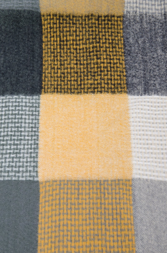 SZARO-ŻÓŁTY SZAL W KRATĘ 