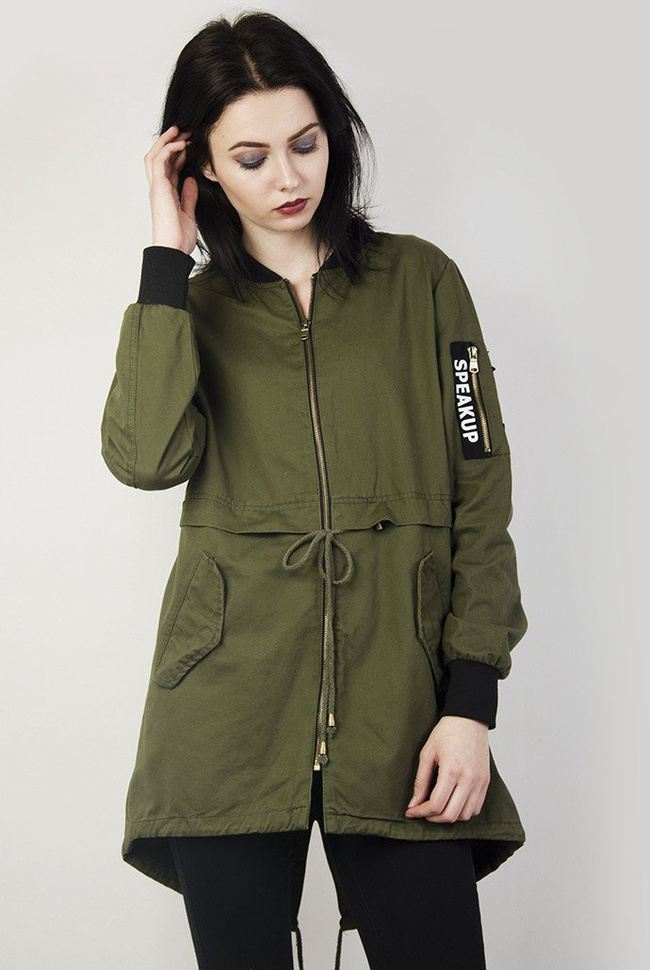 Kurtka parka z naszywką i napisem z tyłu