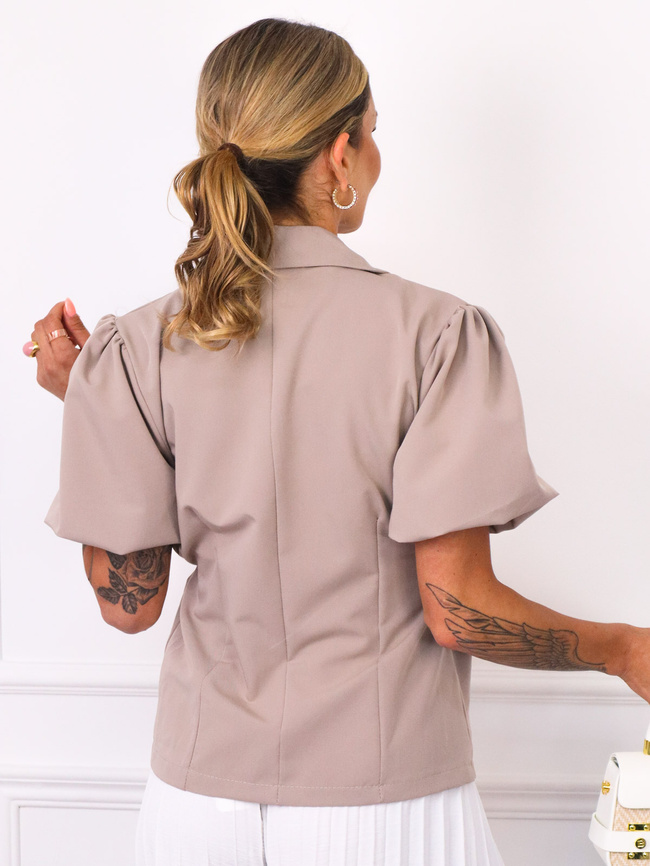 MARYNARKA Z WIĄZANIEM NA BOKU I BUFIASTYMI RĘKAWAMI- FANGO