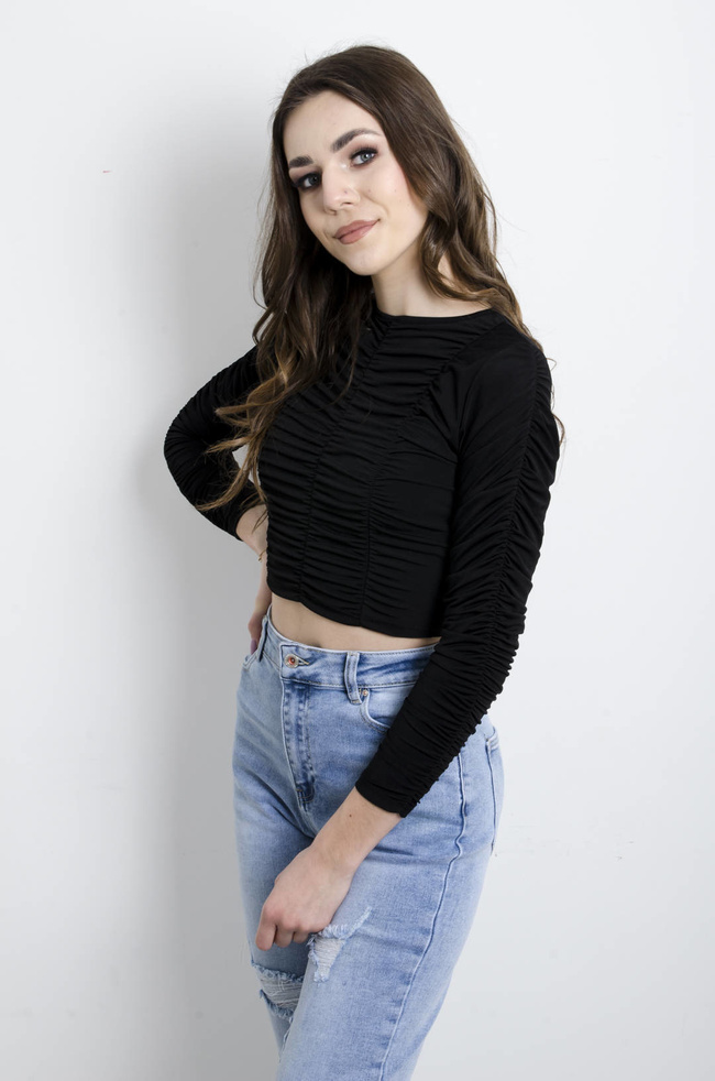 BLUZKA CZARNA MARSZCZONA 