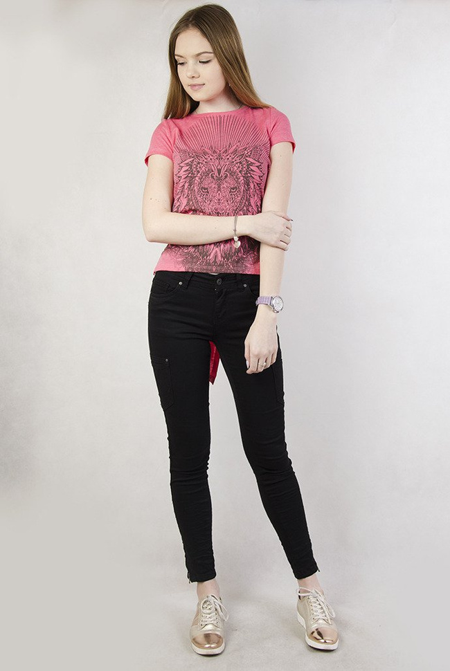 Bluzka z lwem wiązana z tyłu różowa