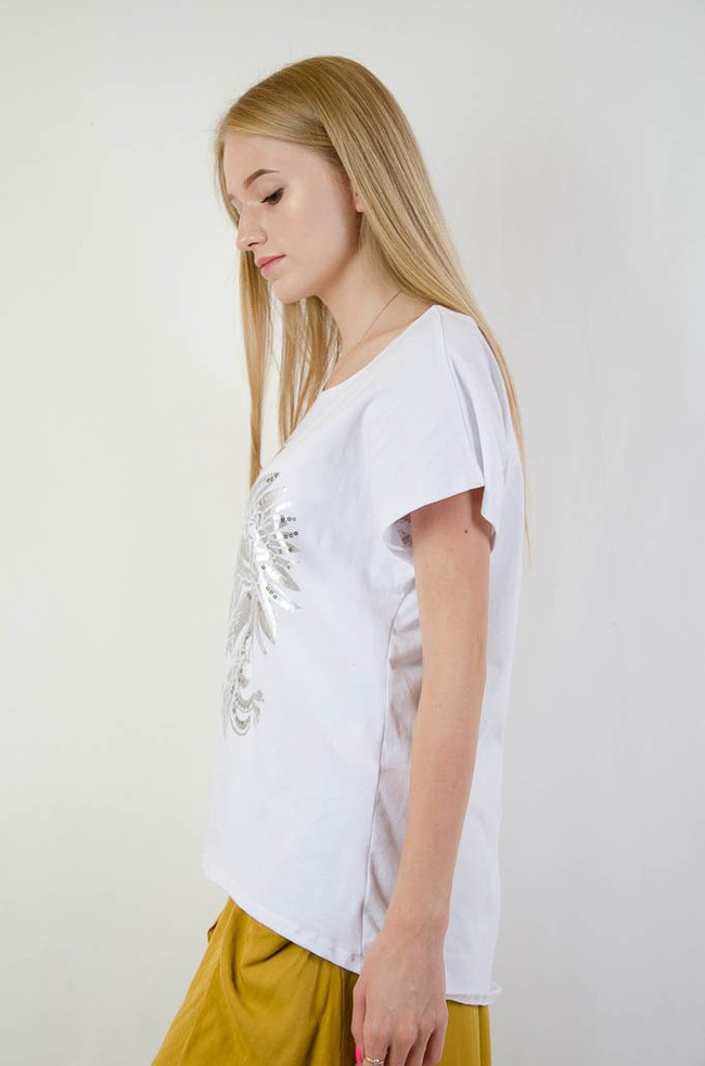BIAŁY T-SHIRT OVERSIZE Z ORŁEM