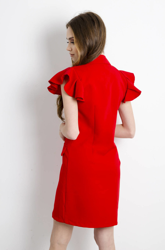 SUKIENKA MARYNARKOWA Z GUZIKAMI CZERWONA