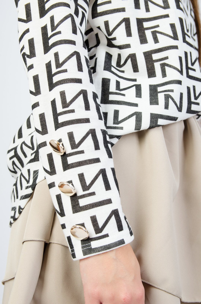 BIAŁA WZORZYSTA BLUZKA W ŁÓDKĘ 