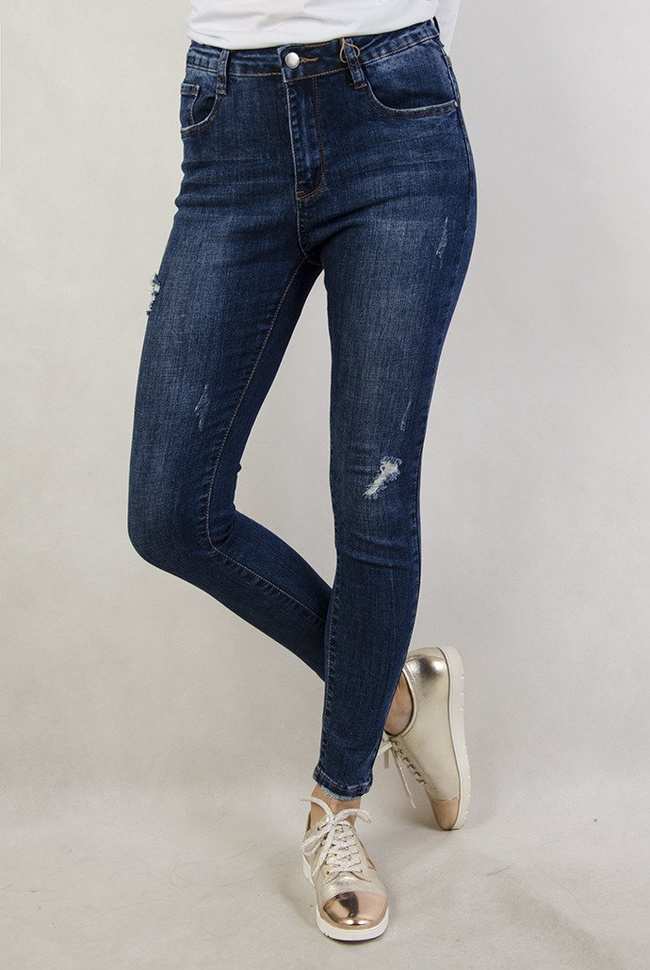 (Rozmiary L-XXXXL) Spodnie jeansowe z przetarciami