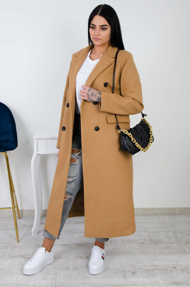 BRĄZOWY DŁUGI PŁASZCZ