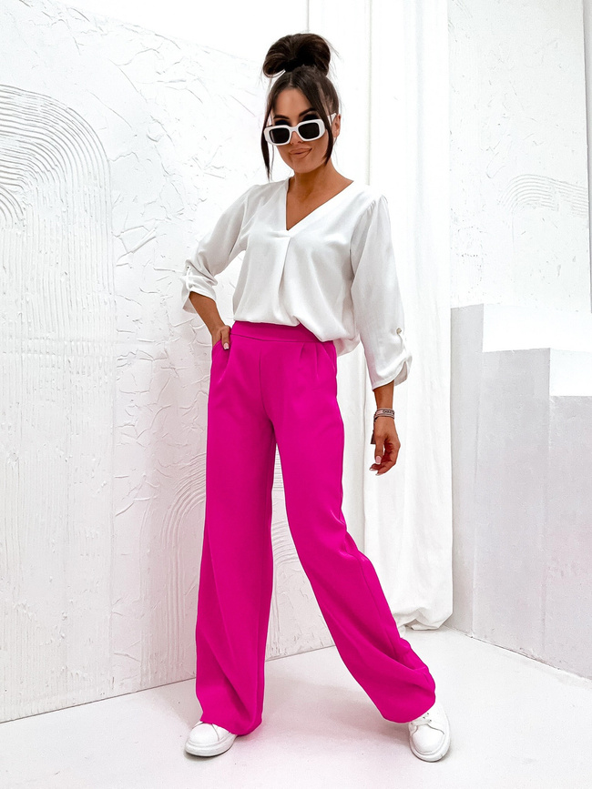 SPODNIE KULOTY Z SZEROKIMI NOGAWKAMI- FUKSJA