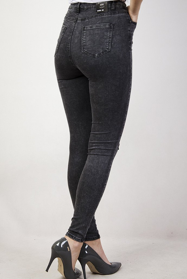 Spodnie jeansowe marmurkowe z rozcięciami