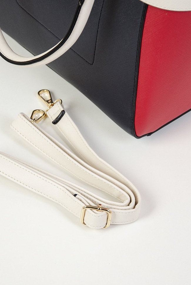 Torebka  czerwono granatowa z kremową rączką typu shoppper