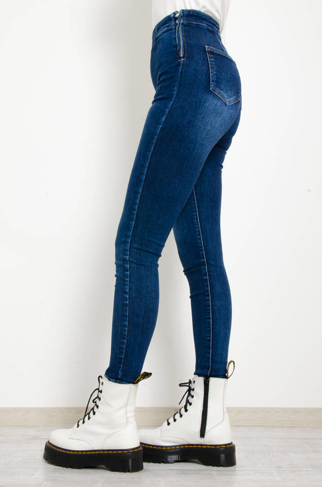 CIEMNO JEANSOWE SPODNIE MODELUJĄCE Z WYSOKIM STANEM