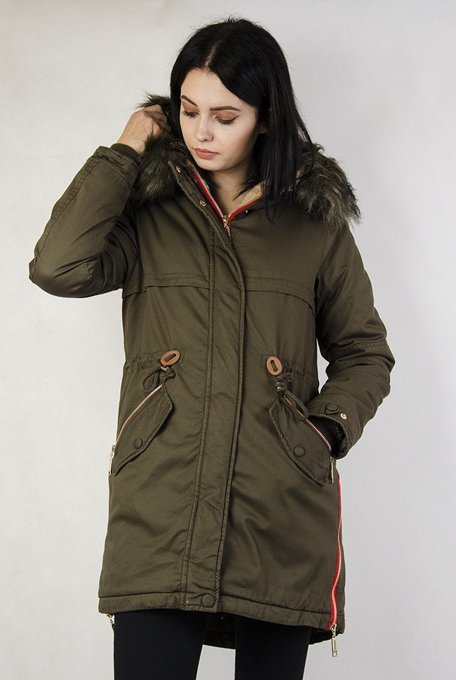 Parka khaki z ociepleniem