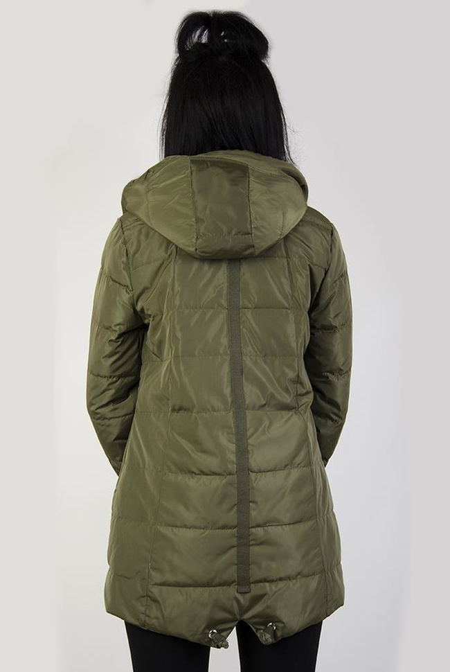 Kurtka khaki przedłużana, ze ściągaczem na dole