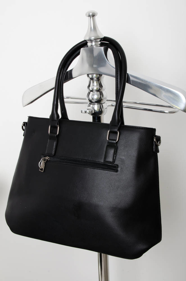 CZARNA TOREBKA Z IMITACJI SKÓRY TYPU SHOPPER