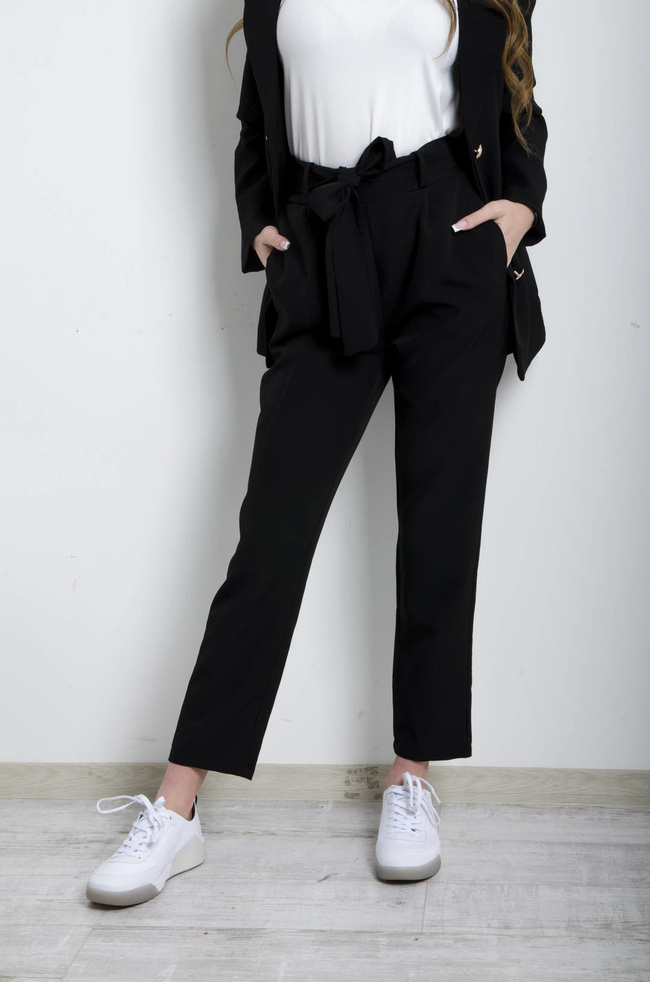 KOMPLET CZARNY MARYNARKA+ SPODNIE 