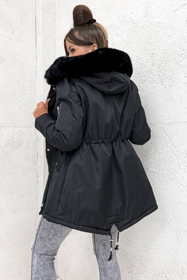 CZARNA KURTKA PARKA ZIMOWA