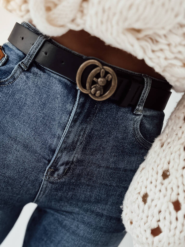 SPODNIE JEANSOWE Z PRZETARCIAMI NA DOLE NOGAWKI+ PASEK