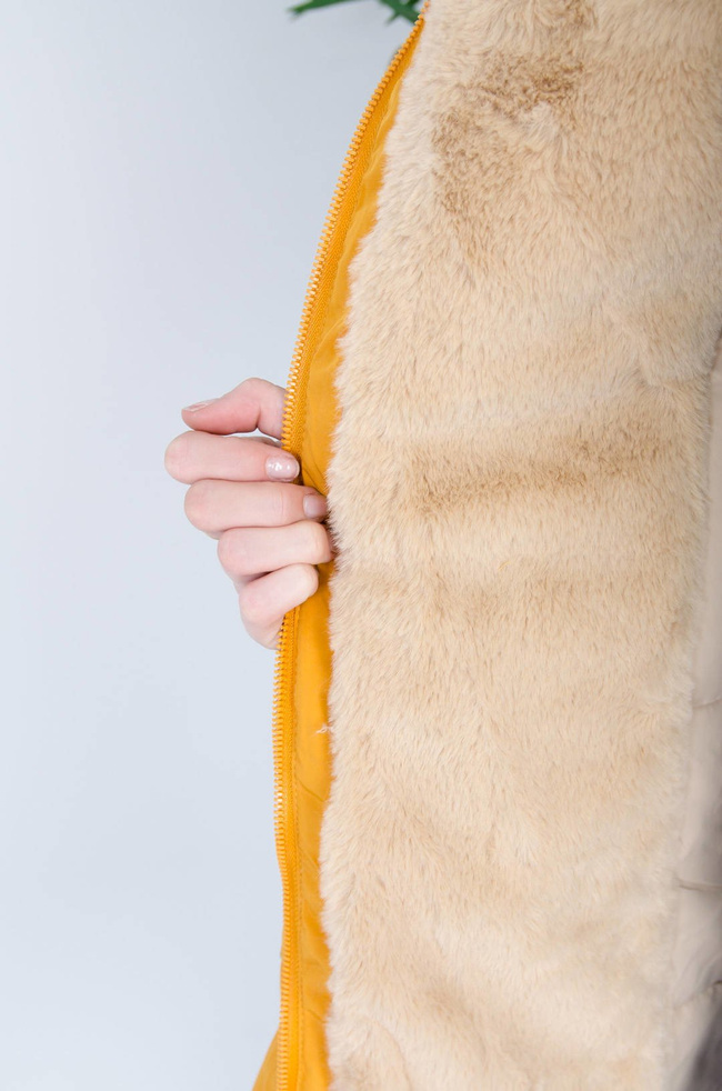 MUSZTARDOWA KURTKA ZIMOWA PARKA NA MISIU 