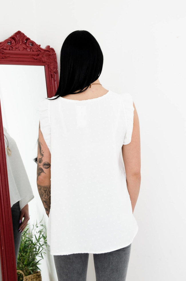 BIAŁA BLUZKA Z PLUMETI - WISIOREK W ZESTAWIE