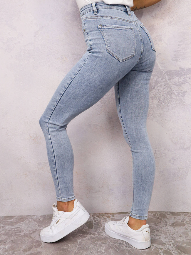 SPODNIE JEANSOWE Z WYSOKIM STANEM - NIEBIESKIE