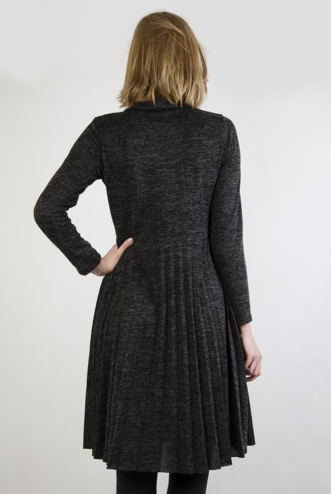 Ciemnoszara sukienka z wiązaną kokardą przy szyi