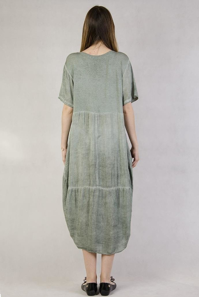 Asymetryczna, długa sukienka zielona