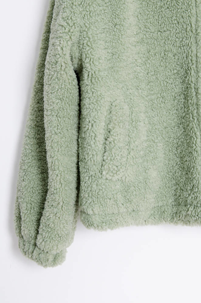 ZIELONA KURTKA Z FUTERKA ZE STÓJKĄ