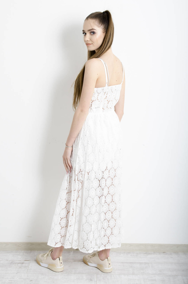 KOMBINEZON BIAŁY Z TRENEM W STYLU BOHO