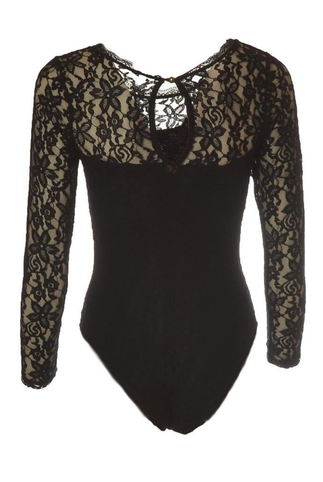 Granatowe koronkowe body