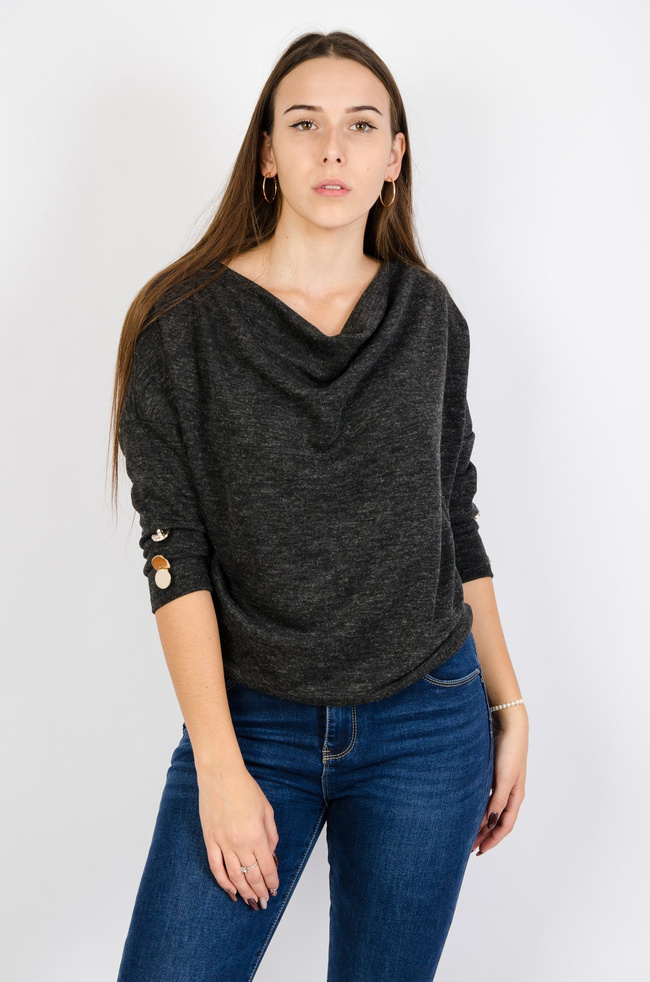 Ciemno-szara bluzka z lejącym dekoltem