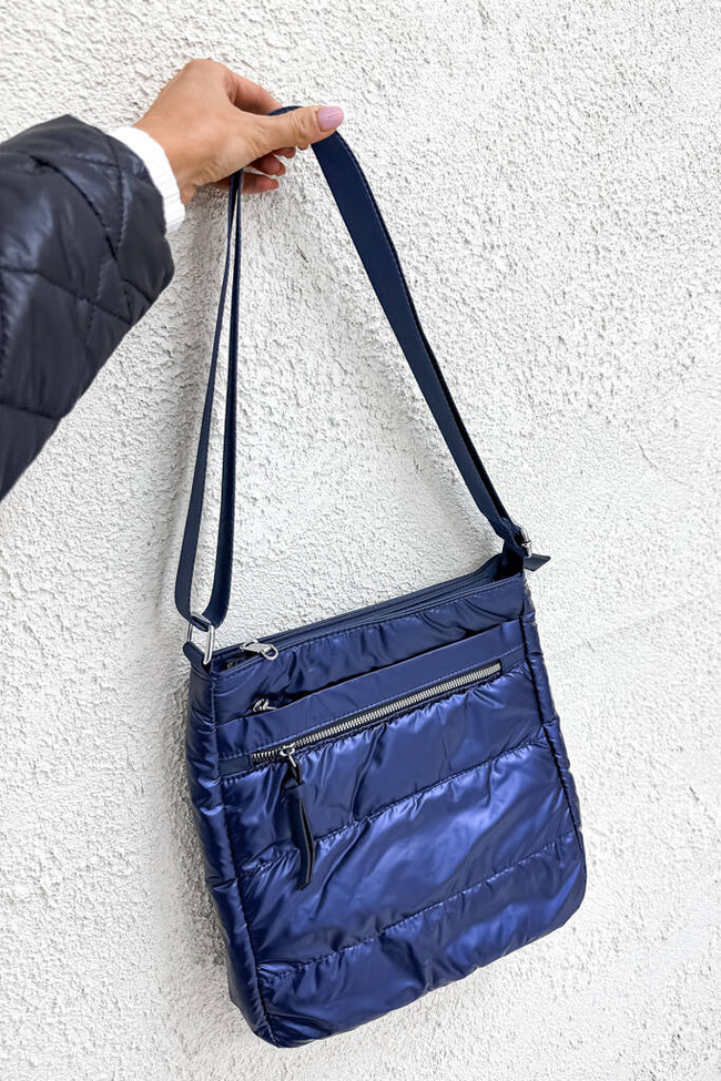 TORBA PIKOWANA Z OZDOBNM ZAMKIEM- GRANATOWA