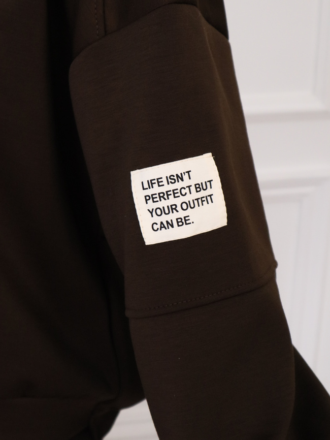 KOMPLET DRESOWY MASEŁKO BLUZA + SPODNIE- CZEKOLADOWY