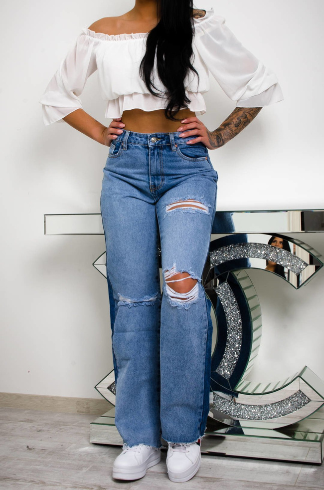 SPODNIE JEANSOWE Z SZEROKIMI NOGAWKAMI I WYSOKIM STANEM - WIDE LEG