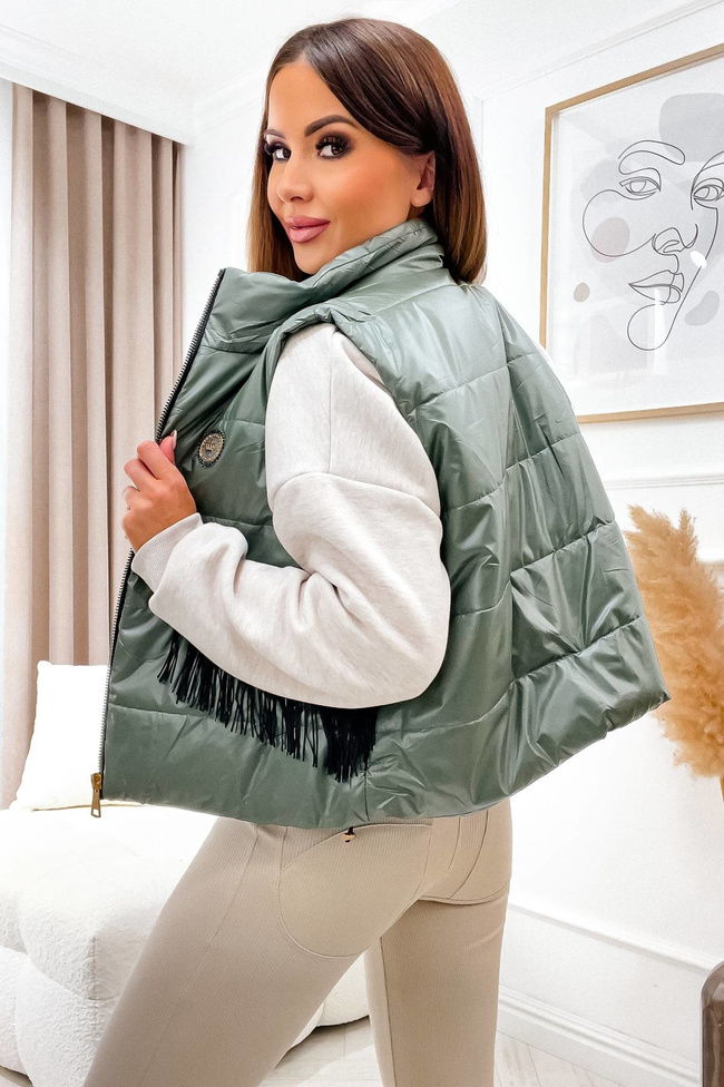 KAMIZELKA PIKOWANA Z NASZYWKĄ- ZIELONA